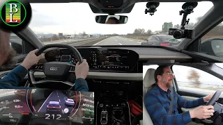 Driving an average speed of 160 km/h (99mph) in an Audi Q6 E-Tron quattro