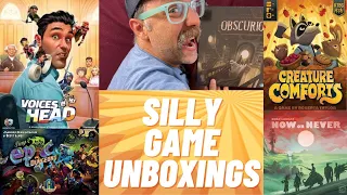 Silly Board Game Unboxings from February 2022 - Creature Comforts, Now or Never, and more!
