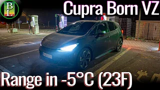 Cupra Born VZ (79kWh) - 130 km/h (81mph) range test in the winter