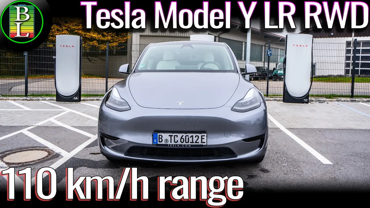 Tesla Model Y LongRange RWD - 110 km/h (68 mph) range test