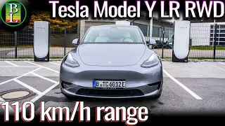 Tesla Model Y LongRange RWD - 110 km/h (68 mph) range test