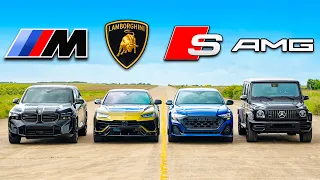 BMW XM v Lambo Urus v AMG G63 v Audi SQ8: DRAG RACE