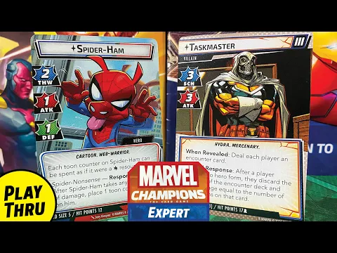SPIDER-HAM vs Expert TASKMASTER Solo Playthrough MARVEL CHAMPIONS