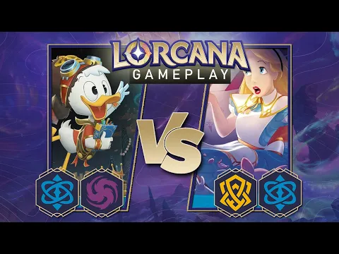 Disney Lorcana Trading Card Game Gameplay - Amythest/Sapphire vs Amber/Sapphire