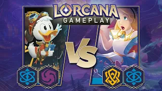 Disney Lorcana Trading Card Game Gameplay - Amythest/Sapphire vs Amber/Sapphire