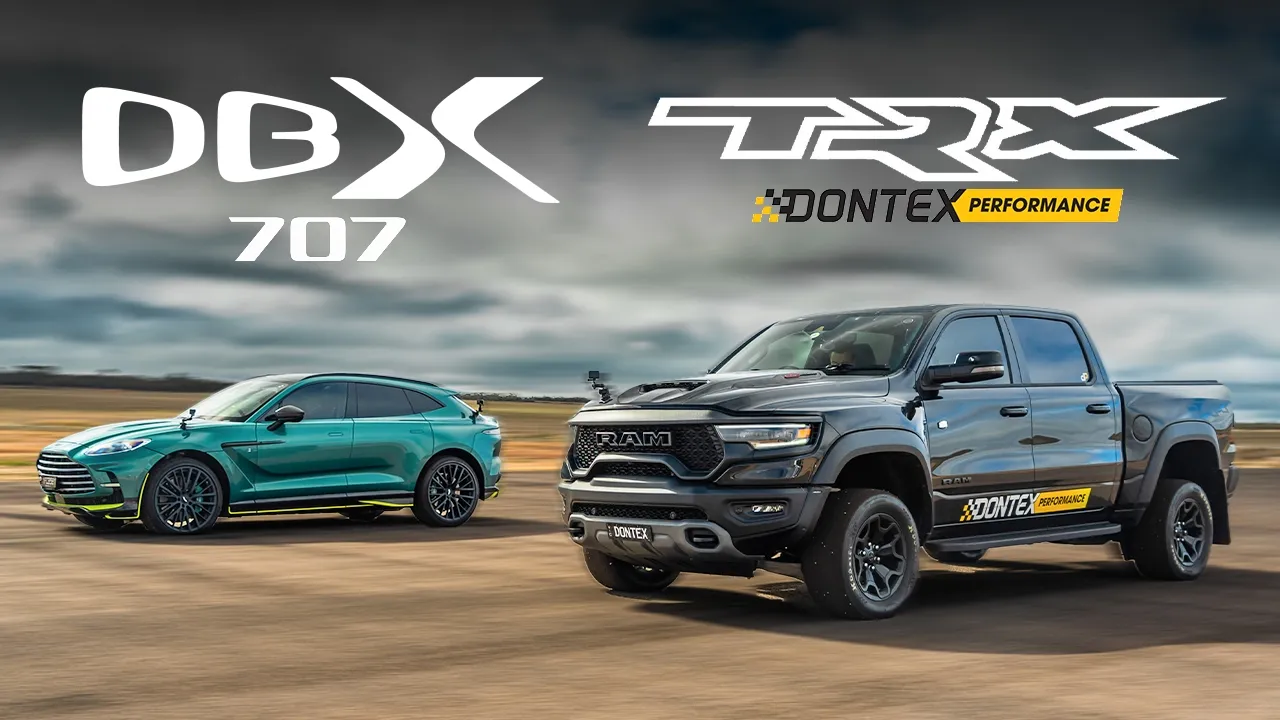1200hp RAM TRX vs Aston Martin DBX707 drag race: Twin turbo beasts!