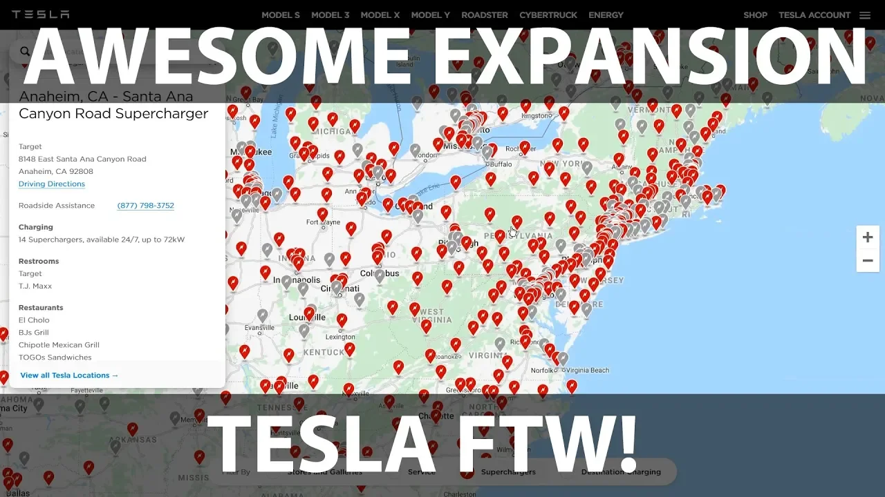 Massive Tesla supercharger expansion in 2020