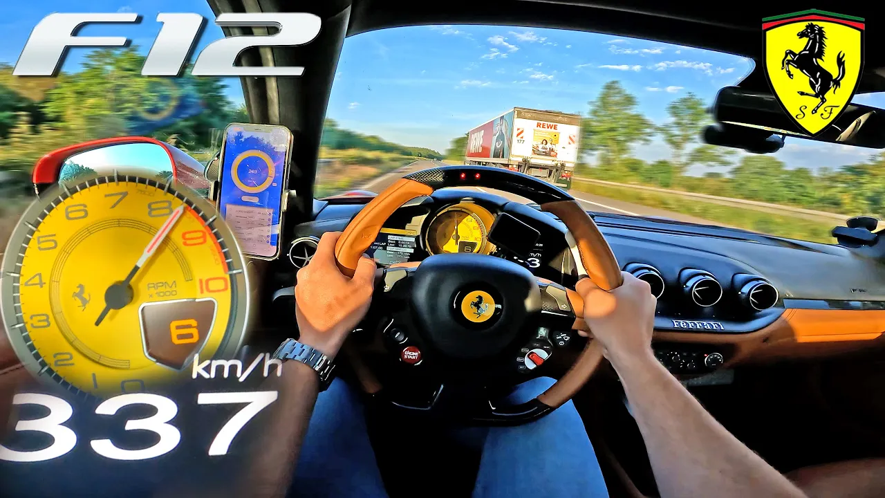 UNLEASHING an 8500RPM FERRARI V12 with 740HP on AUTOBAHN!