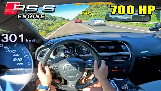 700HP Audi S5 meets SLR & Ferrari and goes 300KM/H