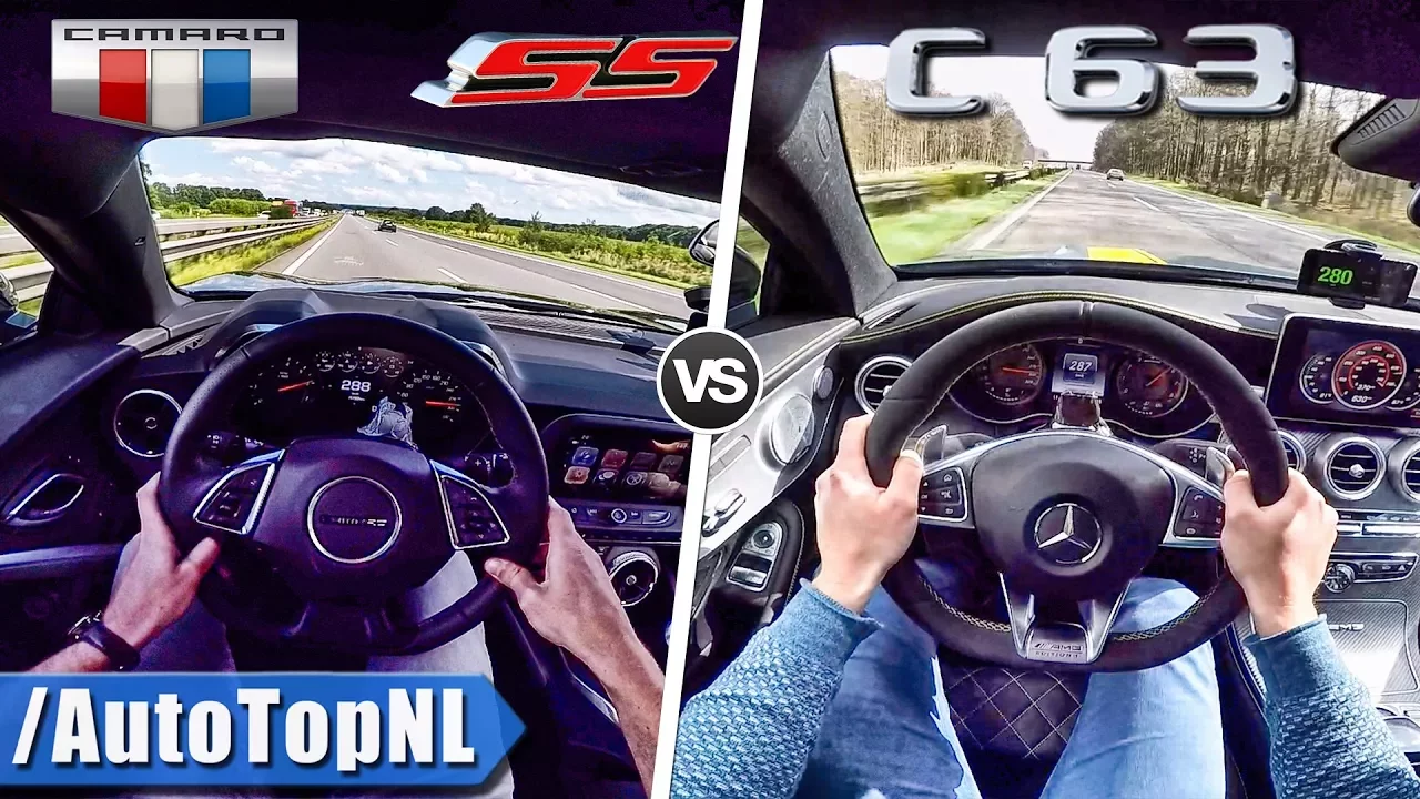 Mercedes C63 AMG Coupe vs Chevrolet Camaro SS | ACCELERATION TOP SPEED & SOUND by AutoTopNL