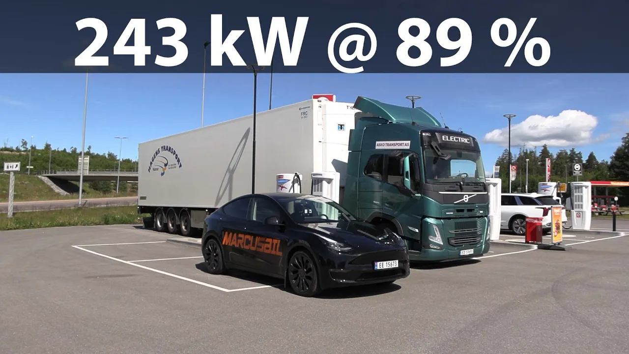 Volvo FM electric semi charging at Ionity Dal