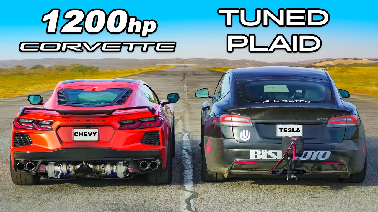 1200hp Corvette C8 v Model S Plaid: DRAG RACE