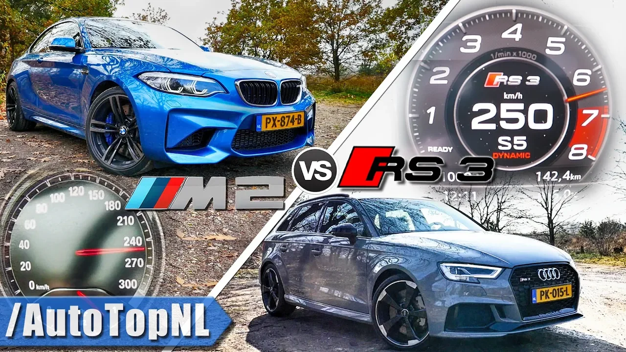 Audi RS3 2018 vs 2018 BMW M2 | ACCELERATION TOP SPEED Exhaust SOUND & AUTOBAHN POV by AutoTopNL