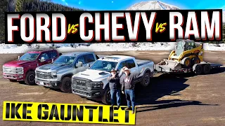 Ford F-250 vs Chevy Silverado 2500 vs Ram 2500 vs Ike Gauntlet: This Is the BEST Diesel HD Truck!