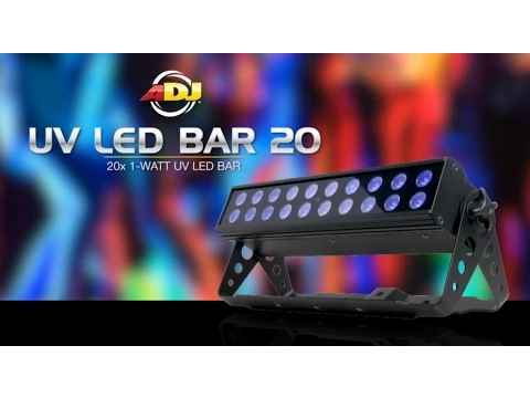 Product video thumbnail for ADJ American DJ UV LED BAR20 DMX Blacklight with Remote