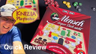 Doug reviews Mensch ärgere Dich nicht (Ludo Don't Get Angry), a new boardgame from Reiner Knizia.