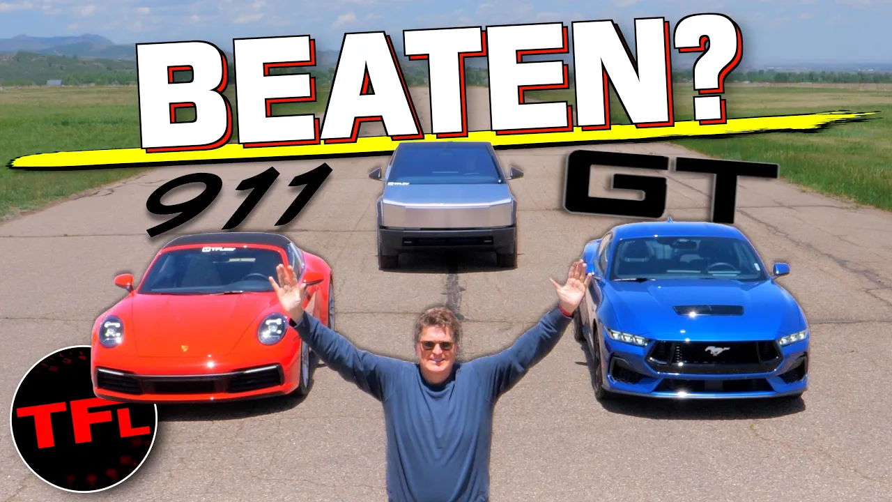 I Drag Raced The Cybertruck vs Mustang GT vs Porsche 911 But In The End There Was One Clear Winner!