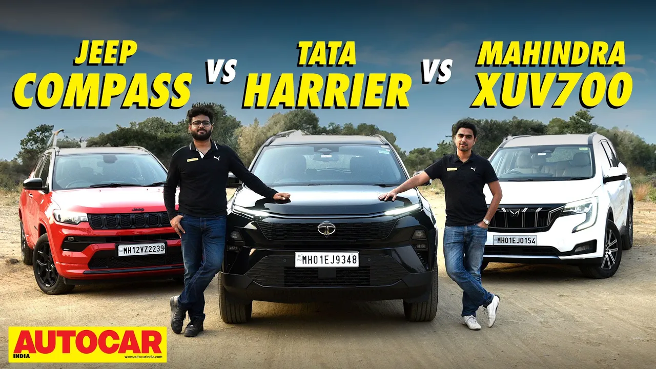 Tata Harrier vs Mahindra XUV700 vs Jeep Compass - Best diesel auto SUV? | Comparison | Autocar India