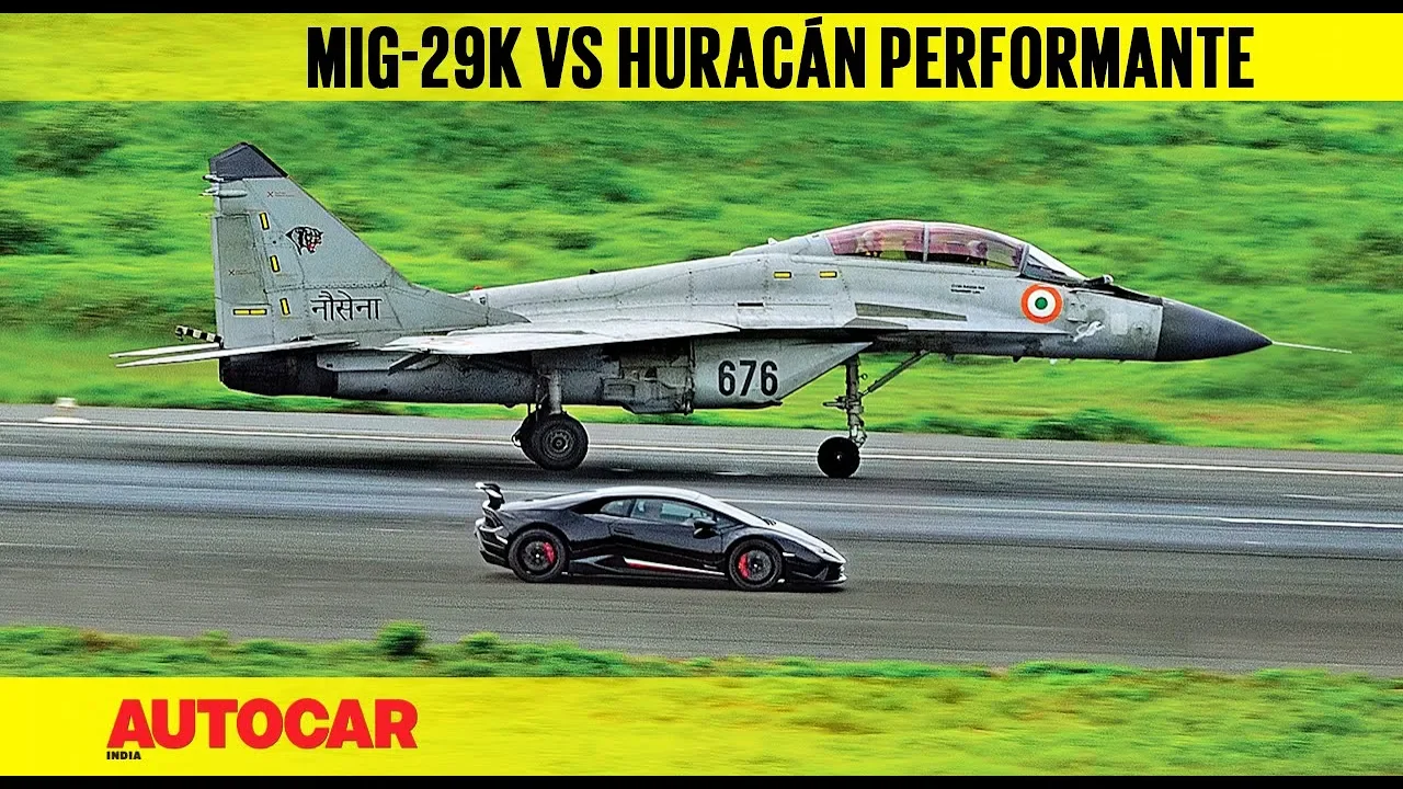DRAG RACE: Lamborghini Huracán Performante vs Indian Navy MiG-29k | Autocar India