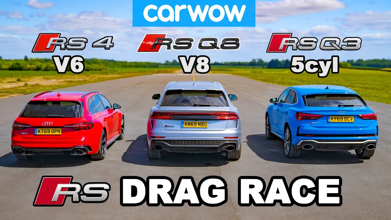 Audi RSQ8 vs RS4 vs RSQ3: DRAG RACE *V8 vs V6 vs 5cyl*