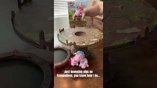 Bouncing Pigs on Trampolines @playmonsterfun #slowmotion #pigs #trampoline