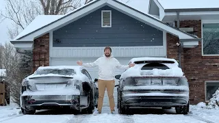 First Snow Of The Year! Model S & E-Tron Both Have Fresh Nokian Winter Tires - Let's Try Them Out