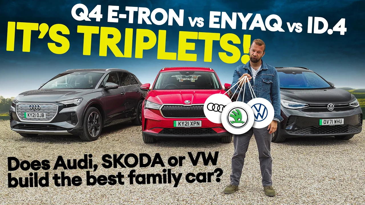 Electric family car shootout! Who makes the best all-electric SUV: Audi, ŠKODA or Volkswagen?