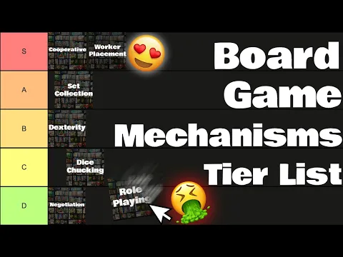 Tier Ranking 60 Board Game Mechanisms