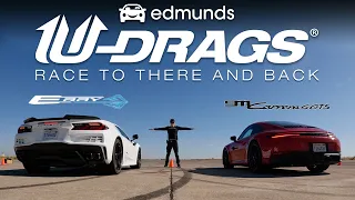 U-DRAG RACE: Corvette E-Ray vs. Porsche 911 GTS T-Hybrid | Handling, Quarter Mile & More