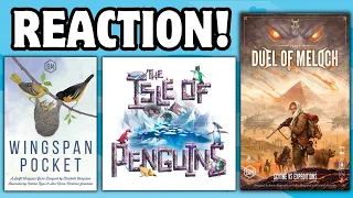 Wingspan Pocket, Scythe vs Expeditions, and Isle of Penguins - REACTION!