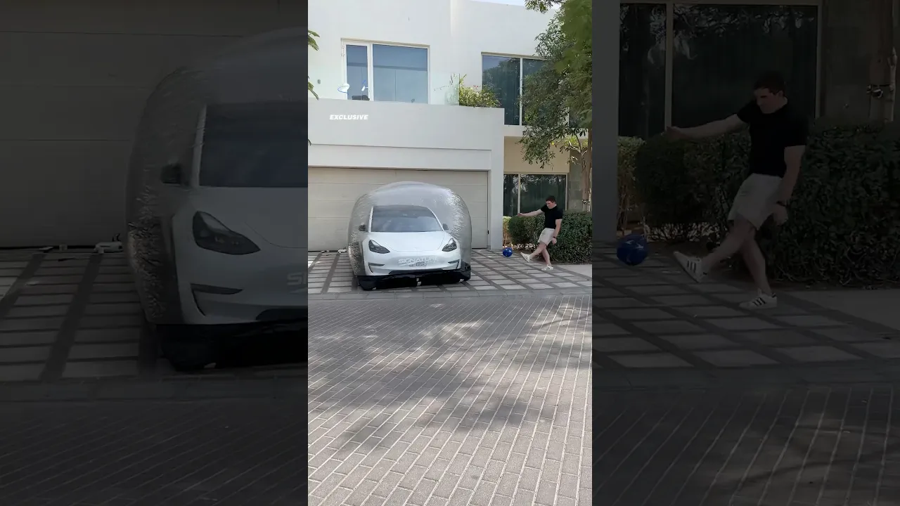 Dropping Objects On My Car! 😱 #tesla #cars #objects