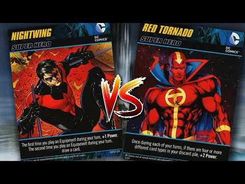 DC Deckbuilding Game GAMEPLAY || Nightwing vs. Red Tornado