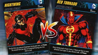 DC Deckbuilding Game GAMEPLAY || Nightwing vs. Red Tornado