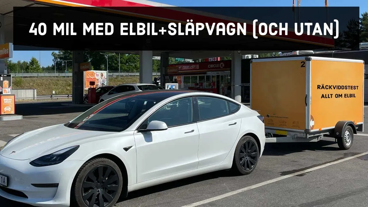 Kör 40 mil med Tesla Model 3 och släpvagn