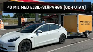 Kör 40 mil med Tesla Model 3 och släpvagn