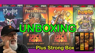 Unboxing Dice Throne Vanguard plus the 4 case Strong Box | Druid, Duelist, Forgemaster & Sun Elf