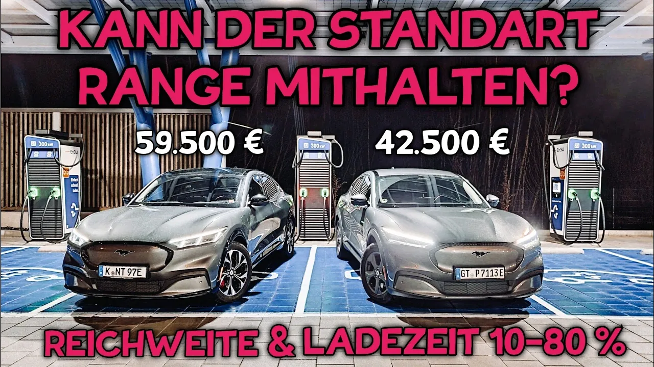 Mustang Mach-E Standard Range Reichweite - Verbrauch - Ladezeit 10-80 % Elektroauto Test.