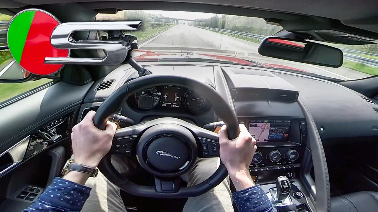 Jaguar F Type V8 S Acceleration POV Autobahn Test Drive & Sound