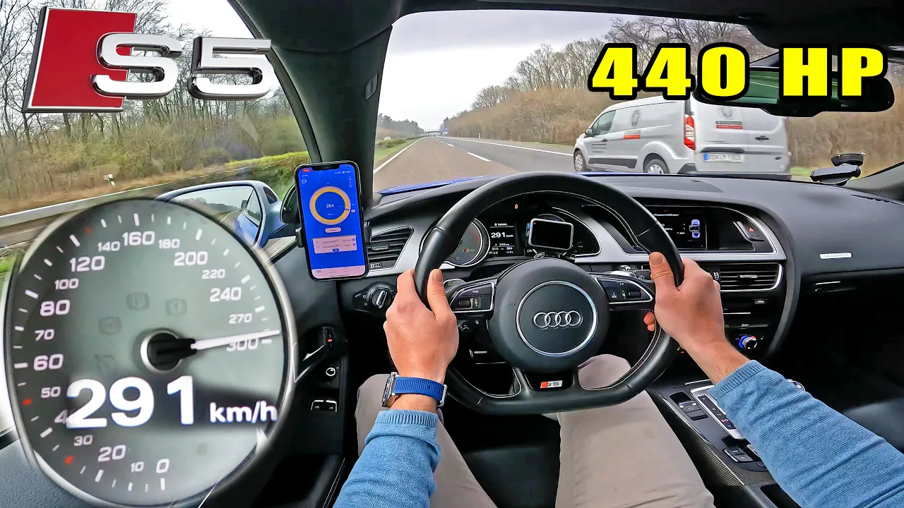 SUPERCHARGED V6 AUDI S5 with 440HP on an EMPTY AUTOBAHN is HEAVEN!