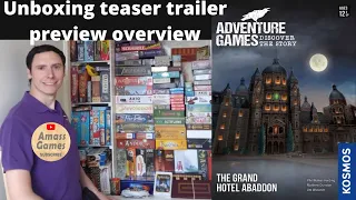 The Grand Hotel Abaddon unboxing teaser trailer preview overview AmassGames 4K escaperoom boardgames