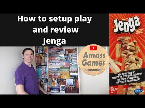 Jenga. Dexterity party board game. How to setup play and review. *Amass Games * German edition