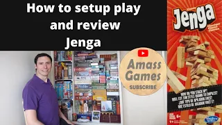 Jenga. Dexterity party board game. How to setup play and review. *Amass Games * German edition