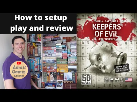 Keepers of Evil 50 Clues: narrative board game how to setup play review escape room * Amass Games