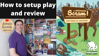 Scram! How to setup play and review board game AmassGames Spiel Essen team Bezier camping #cards