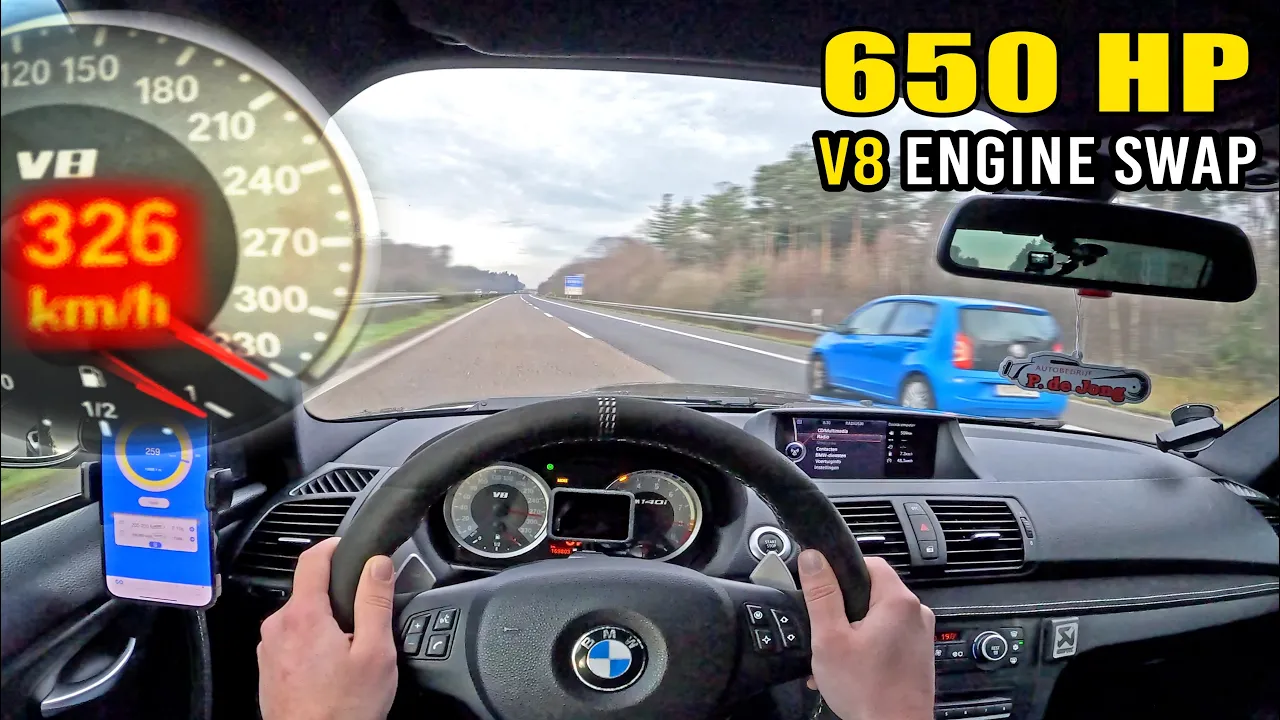 650HP BMW 1 Series S65 V8 *SUPERCHARGED* goes CRAZY on AUTOBAHN!