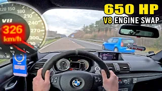 650HP BMW 1 Series S65 V8 *SUPERCHARGED* goes CRAZY on AUTOBAHN!