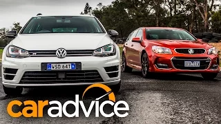 2016 Holden Commodore SS-V Redline v Volkswagen Golf R Review : Wagon track and drag battle