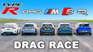 New Civic Type R v M135i v A35 v S3 v Golf R: DRAG RACE