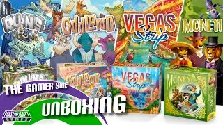 The Gamer Side unboxing: Ruins, Oddland, Vegas Strip, and Money ALL-IN pledge, with Alibis bonus!