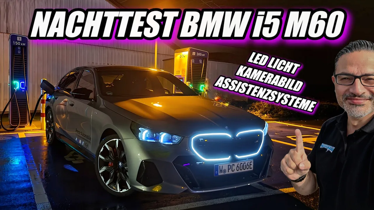 Elektroauto BMW i5 M60 Nachttest. Wie gut ist das Adaptive Led Licht? Kamerabild & Ambiente uvm.